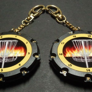 New  Disc Golf Scorekeeper-Bag Tag.  Basket & Fire