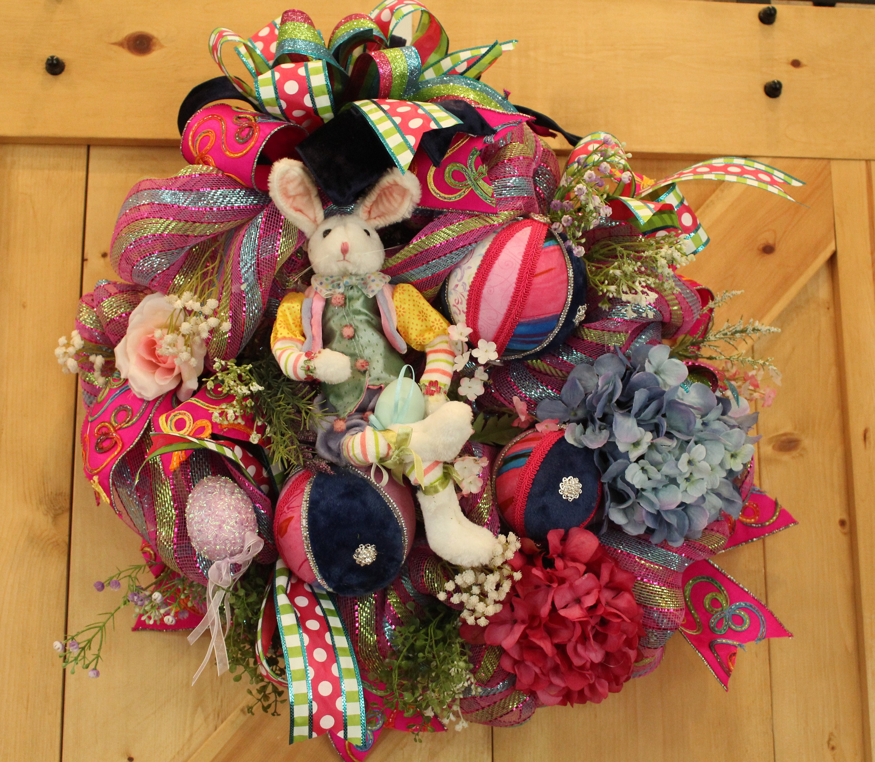 Easter bunny wreath for  your front door to greet your guests