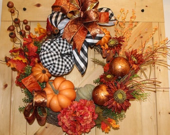 Fall wreath, Harvest Wreath,Autumn Wreath, Front Door Wreath, fall decor, Harvest Decor, Fall Decoration, Whimsical Fall,Fall Ya'll