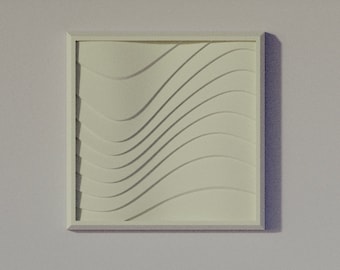 Harz 3D Welle Wand Kunst 12x12 "Moderne in sich geschlossene Dreidimensionale Minimalistische Abstrakte Optische Skulptur Skulpturale Geometrie Malerei