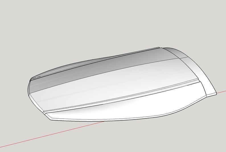 May include: A 3D-rendered, white, aerodynamic object with a curved, elongated shape. The design features a smooth, reflective surface with subtle lines and a rounded end. The object appears to be floating against a neutral gray background.