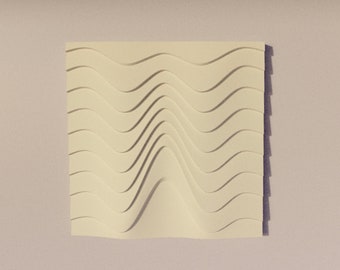 Harz 3D Welle Wand Kunst 12x12 ”Moderne Dreidimensionale Minimalistische Abstrakte Optische Skulptur Skulpturale Geometrie Malerei