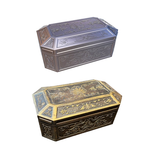 DOWNLOAD Ornate Box 3D Model STL File for 3D Printing Jewelry Keys Trinket Box Antique Style Replica Wood Stylized Scroll Ornaments DIGITAL