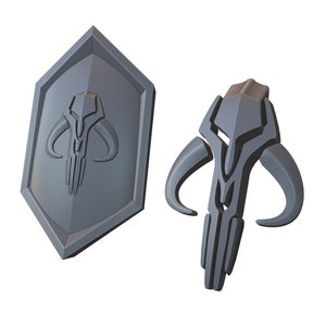 Mandalorian inspirado Mythosaur Shoulder Pauldron Signet con Wall Art Display Bo Katan 3D Modelo STL Archivo digital