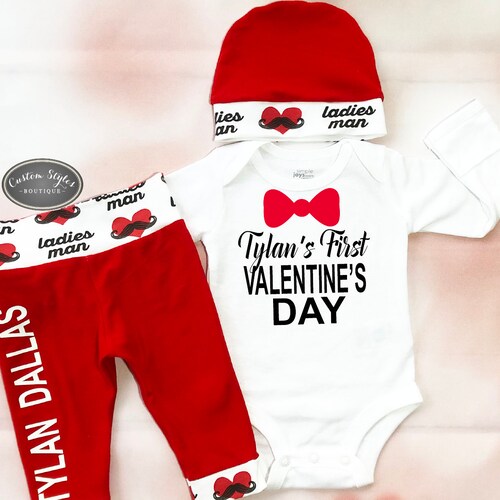 Baby Boys Valentine's Day Outfit Newborn Baby Boy White Etsy