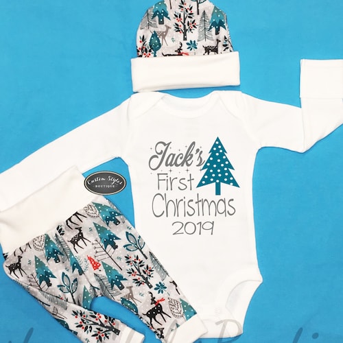First Christmas Outfit Boy Personalized Baby Boy Christmas Etsy