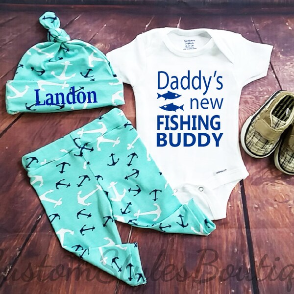 Baby Boy Coming Home Outfit, Navy And White Anchors, Mint Leggings And Hat, White Infant Bodysuit, Baby Boy Outfit Set, Going Home Outfit