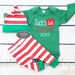 Baby Boys First Christmas Outfit,Customized Name,Red and White Striped Leggings And Hat With Green Cuffs,Baby Boys Christmas Outfit