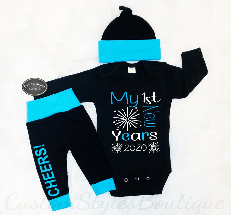 Baby Boys First New Years Outfit Black Bodysuit Black and Etsy