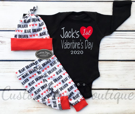 baby boy 1st valentine's day outfit