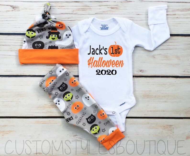 Baby Boys First Halloween Outfit White Infant Bodysuit Etsy