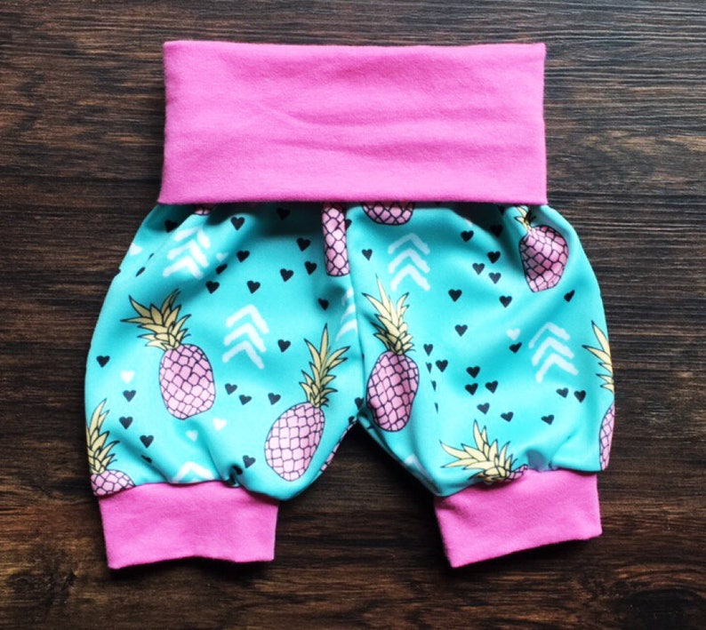 Baby Girl Summer Outfit Father/'s Day Gift First Father/'s Day Teal Shorts With Pink Pineapples /& Cuffs Hat and Headband Baby Girl Shorts