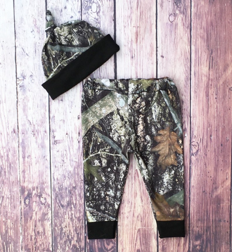 Baby Boys Outfit Set Camo Leggings and Hat Black Infant Etsy