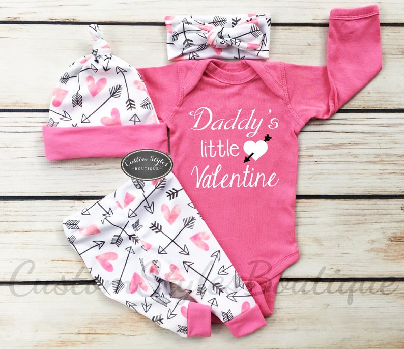 Baby Girls First Valentine's Day Outfit Heart and Arrow - Etsy
