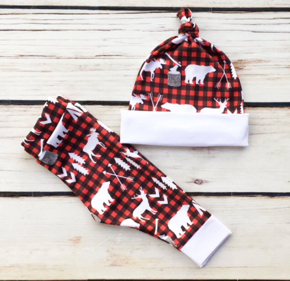 Baby Boys First Christmas Outfit Redblack and White Buffalo - Etsy