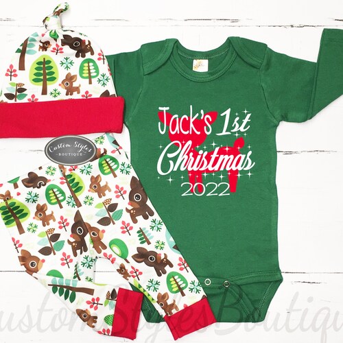 Baby Boy First Christmas Outfit Personalized My First Etsy
