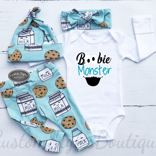 Baby Boy Coming Home Outfit Milk and Cookies Teal Leggings Etsy