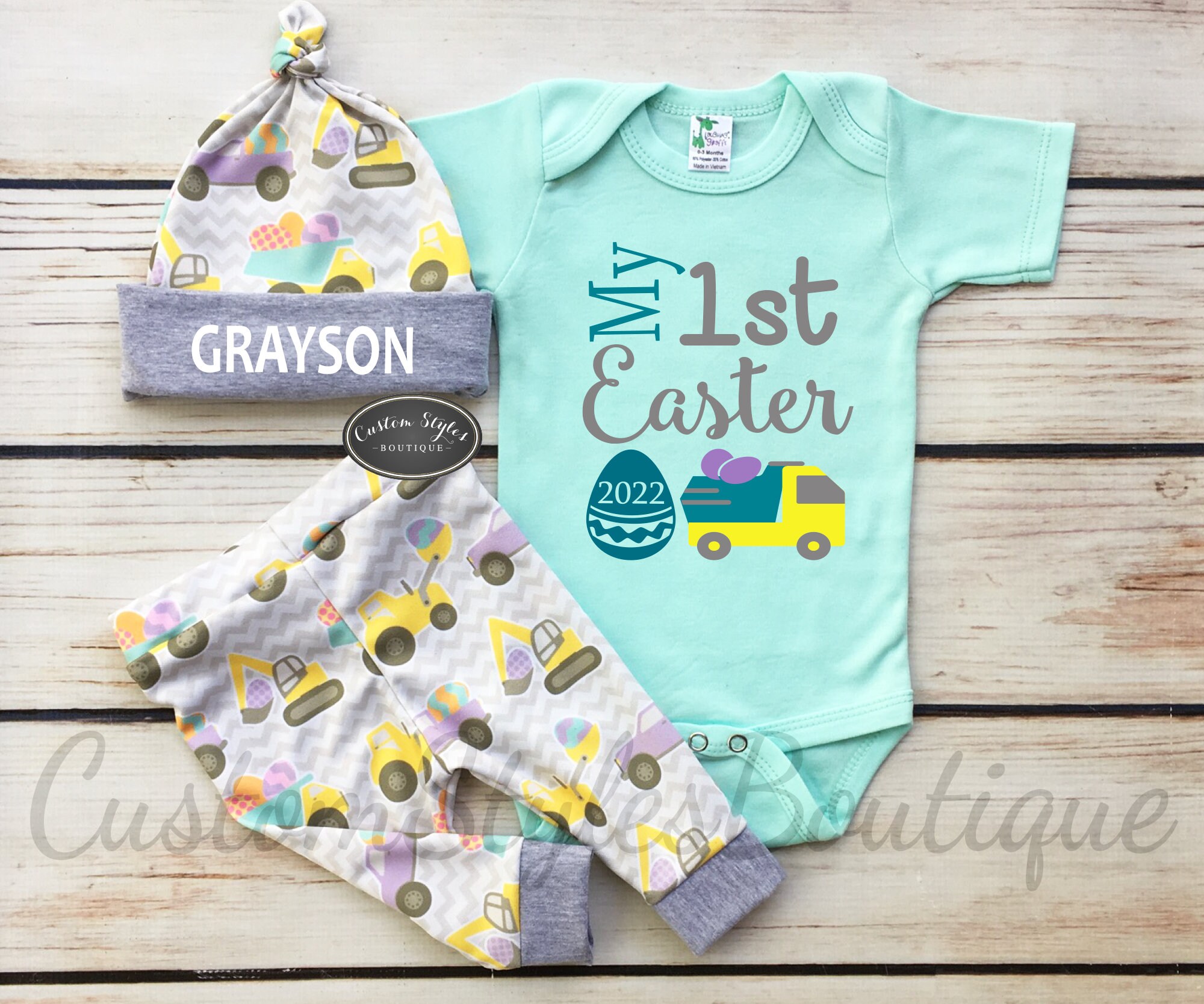 Baby Boys 1st Easter Outfit My First Easter Trucks and Etsy
