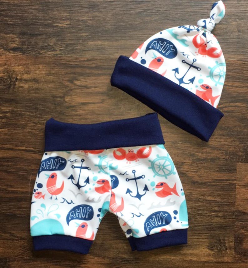 Baby Boy Coming Home Outfit Nautical Print Shorts & Hat With Etsy