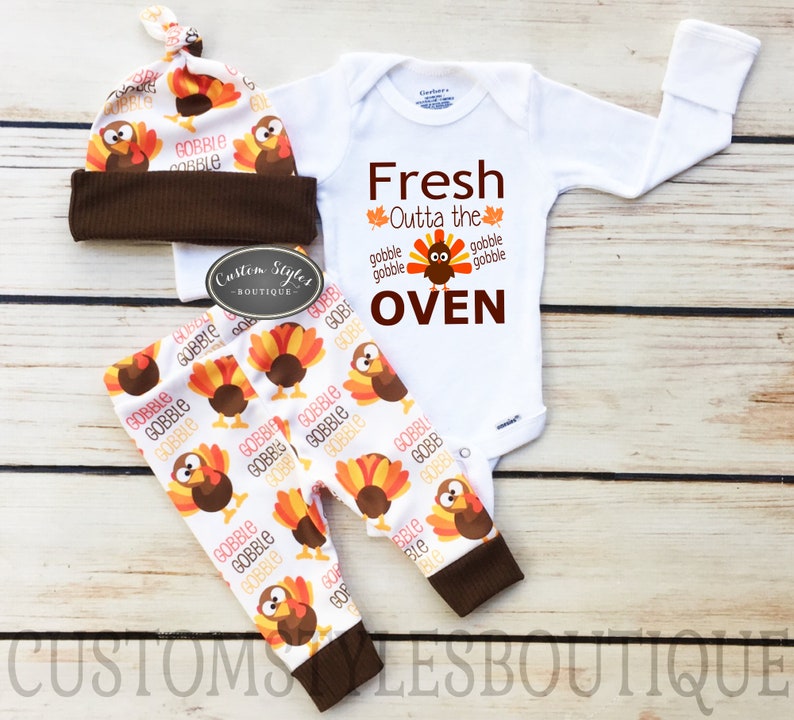 Newborn Baby Boy First Thanksgiving Outfit Infant Bodysuit Etsy