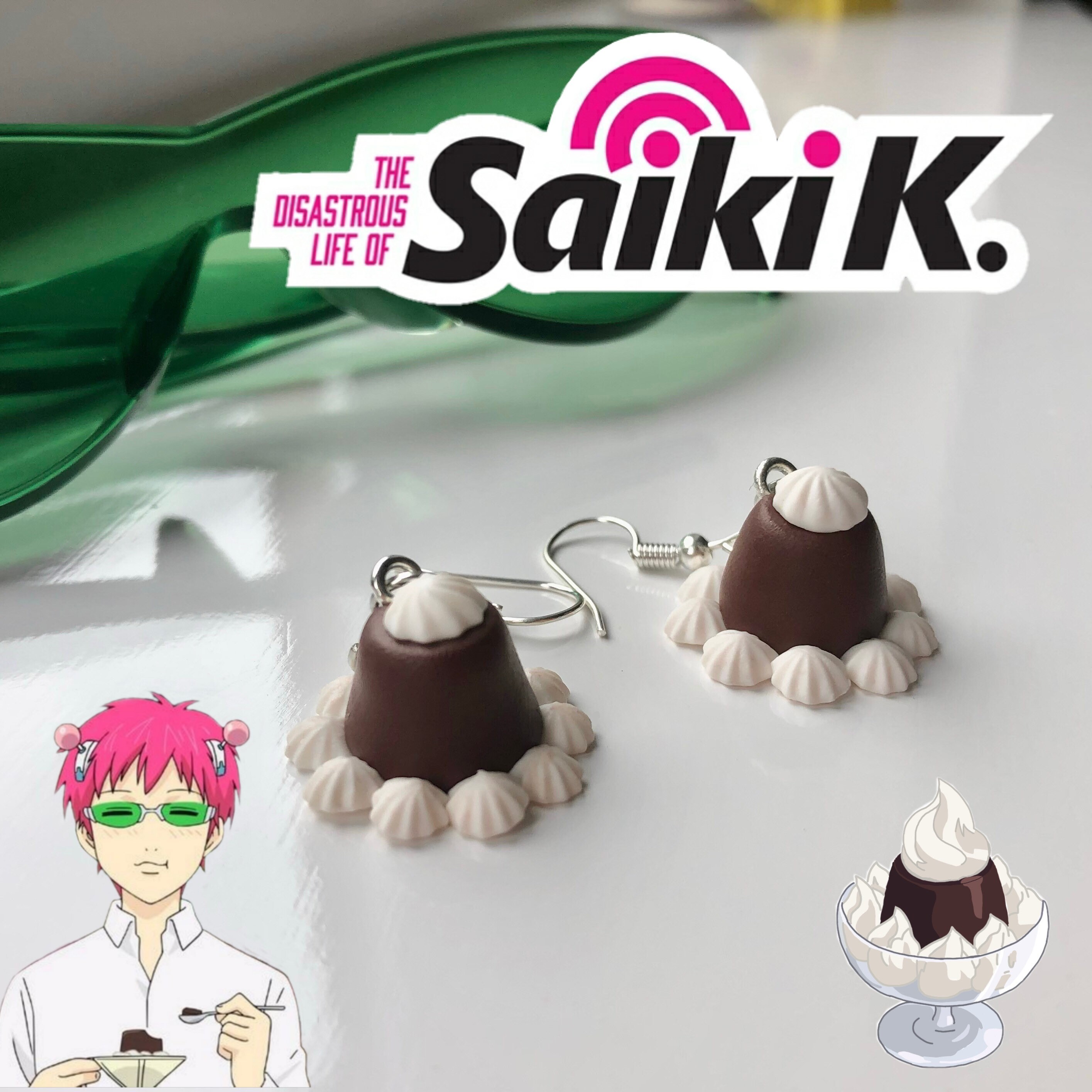 Saiki K inspired Coffee Jelly earrings polymer clay anime Etsy
