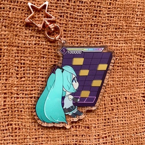 Hatsune Miku acrylic charm, Vocaloid rhythm game 3D Keyring