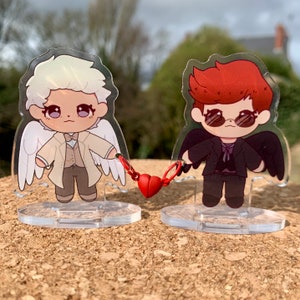 Aziracrow standee, magnet acrylic stand, Good Omens matching charms