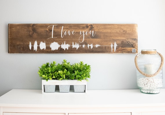 Personalized Soundwave With QR Code to Hear Loved Ones Voice Wood