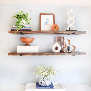 Rustic Floating Shelves With Heavy Duty Black Brackets, Modern, Kitchen ...