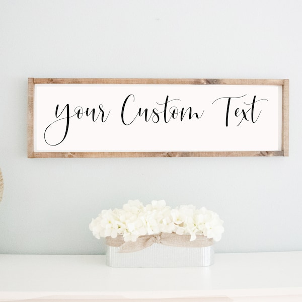 Custom Wood Framed Sign, Rustic Personalized Words Farmhouse Decor