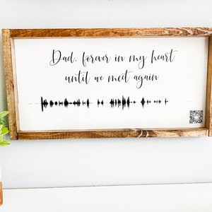 Voice Recording Gift, qr Code Sign   Soundwave QR Code, Custom Voicemail Message or Video Sign, Loss of Mom, Dad Personalized Memorial Wood
