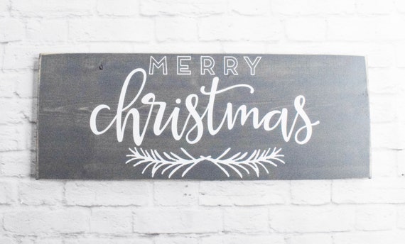 Merry Christmas wood sign saying Rustic Farmhouse Wooden | Etsy