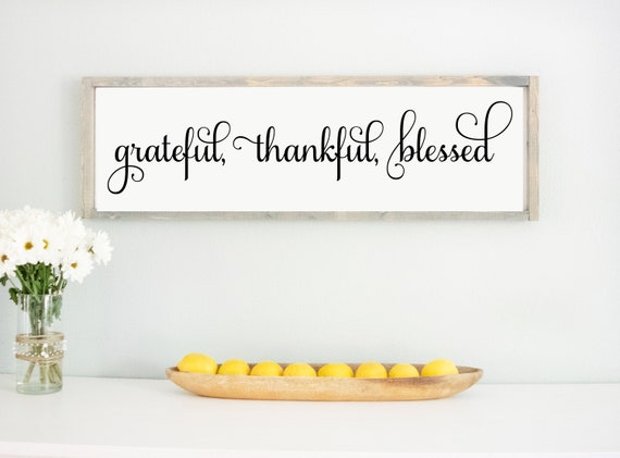 Panneau En Bois Avec Citation Grand Panneau Cursif Grateful Etsy France