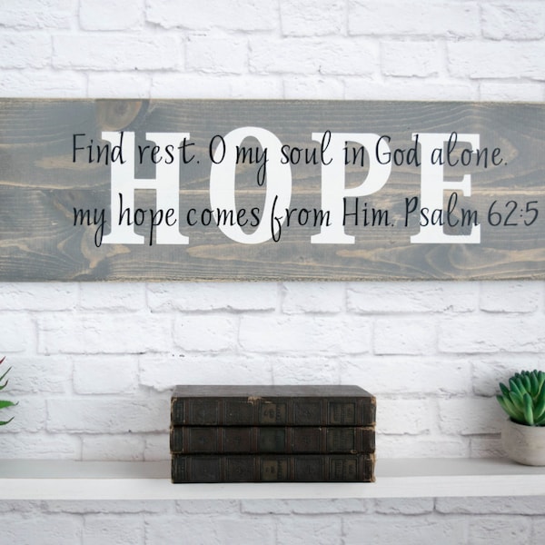 Christian Wood Sign – Bible Verse Wall Art – Scripture Wall Décor – Wood Home Wall Décor – Wood Sign Sayings – Hope Sign - Family Wall decor