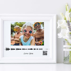 Photo Memorial - Custom Voice Recording Sign - Personalized Soundwave with QR Code -  In Loving Memory Photo - Unique Memorial Gift