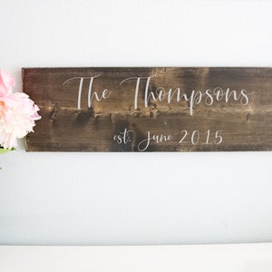 Family Name Sign Custom Wood Sign, Personalized Wedding Gift, Last Name Established Sign,  Anniversary Gift Sign, Wedding Sign Couple Gift