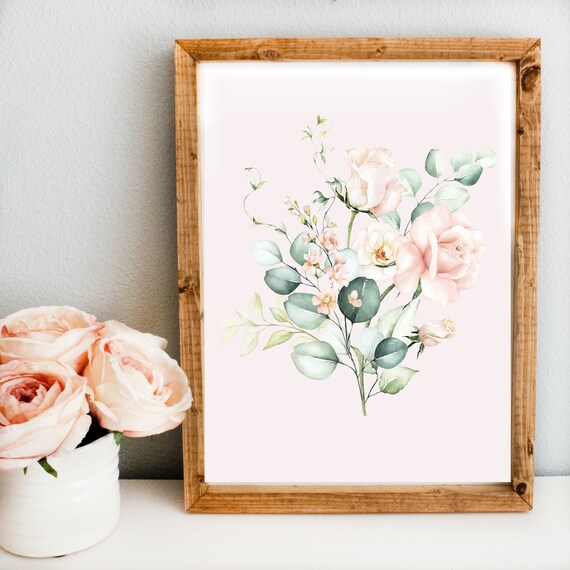 Floral Print Wood Frame Flowers Custom Nursery Sign Decor Etsy