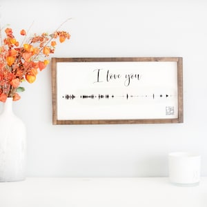 QR voicemail frame, Custom Soundwave Art, Memorial Gift, Personalized Soundwave QR Code Wood Framed Sign, Voice Message or Video Sign Wood