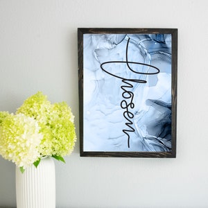 Cross in Cursive Wood Framed Farmhouse Sign,  Inspirational Frame Sign, Christian Home Decor, 6 choices Wall Art Print, gift for friend