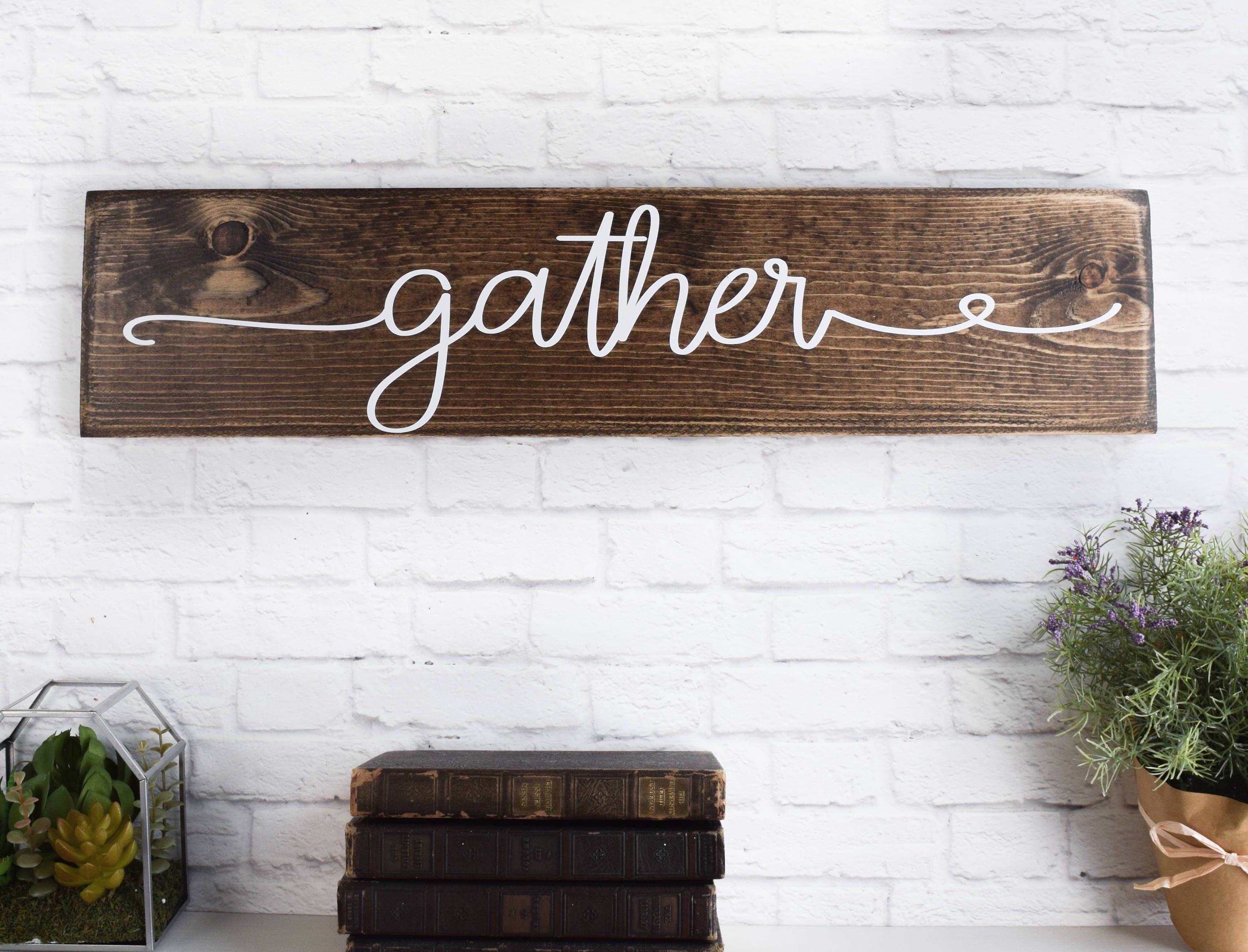 Gather Wood Sign Wooden Sayings Wall Décor Rustic | Etsy