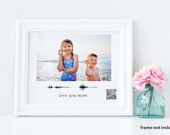 Personalized Fathers Day Gift, Photo of Kids, Voice Message to Dad,  Soundwave with QR Code, Custom voice recording sign, Sentimental Gift