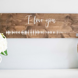 Voice Recording Gift - Sound Wave Sign with QR code -  Custom Voice Recording Sign - Memorial Voicemail or Video - Personalized Wood Sign