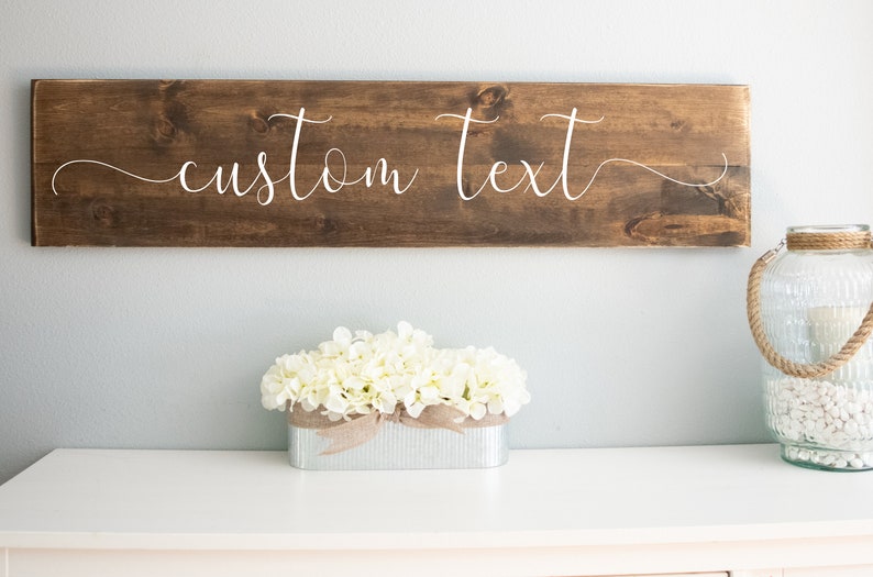 Custom Wood Sign, Personalized Words or Text Wooden Wall Decor, Rustic Farmhouse Home Decor, Personalized Sign Gift, Custom Quote Sign image 1