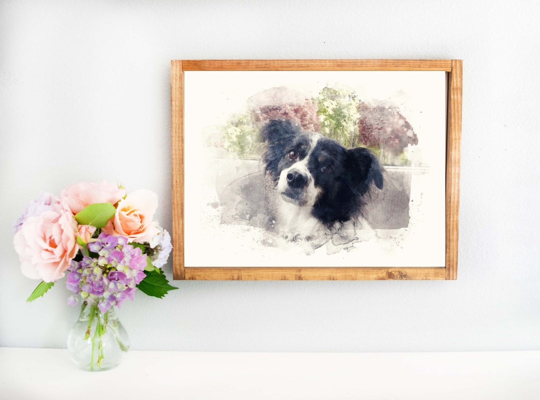 Pet Portrait, Custom Dog Cat Watercolor Digital Painting From Photo on ...