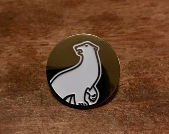 Polar Bear 1 inch Enamel Pin. Brushed Gold.