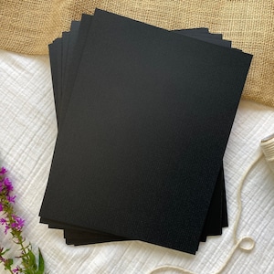 8 1/2 x 11 Linen Textured Card Stock Black | Thick, Heavy Paper, Linen Finish | White Color for Invitations, Cards, Prints | 25 Blank Sheets