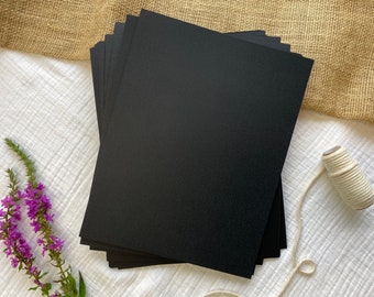 Cartulina negra con textura de lino / Papel grueso de 8,5 x 11 pulgadas, 100 lb (25 hojas en blanco)