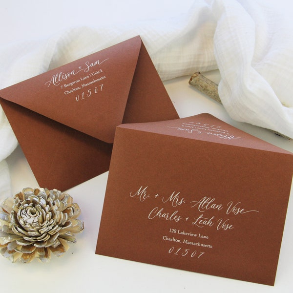 Sepia (Dark Terracotta/Rust) Wedding Envelopes - Standard Sizes for Invites, RSVPs (25 Envelopes) A1, A7, A9 - Addressing Available