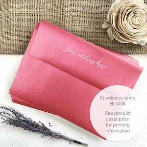 Shimmer Metallic Pink, Fuchsia Envelopes for Cards, Wedding, Bat Mitzvah Invitations | 25 Blank Envelopes | Printing, Addressing Available