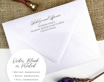 Sobres de boda con brillo blanco metálico, tarjetas de confirmación de asistencia / en blanco o impresas con direcciones (paquete de 25)